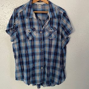 DRESS BARN | 2x | top | Blouse | short sleeve | plaid |